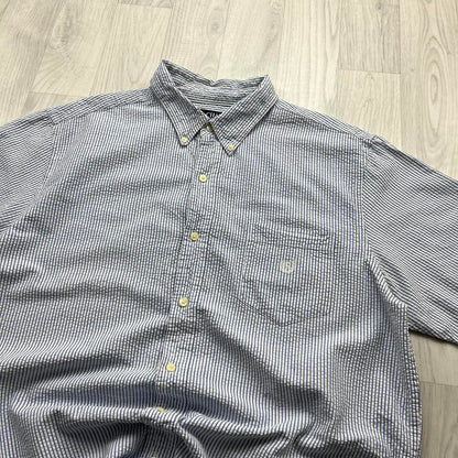 VINTAGE Y2K CHAPS STRIPED SHORT SLEEVE SHIRT BLUE / WHITE