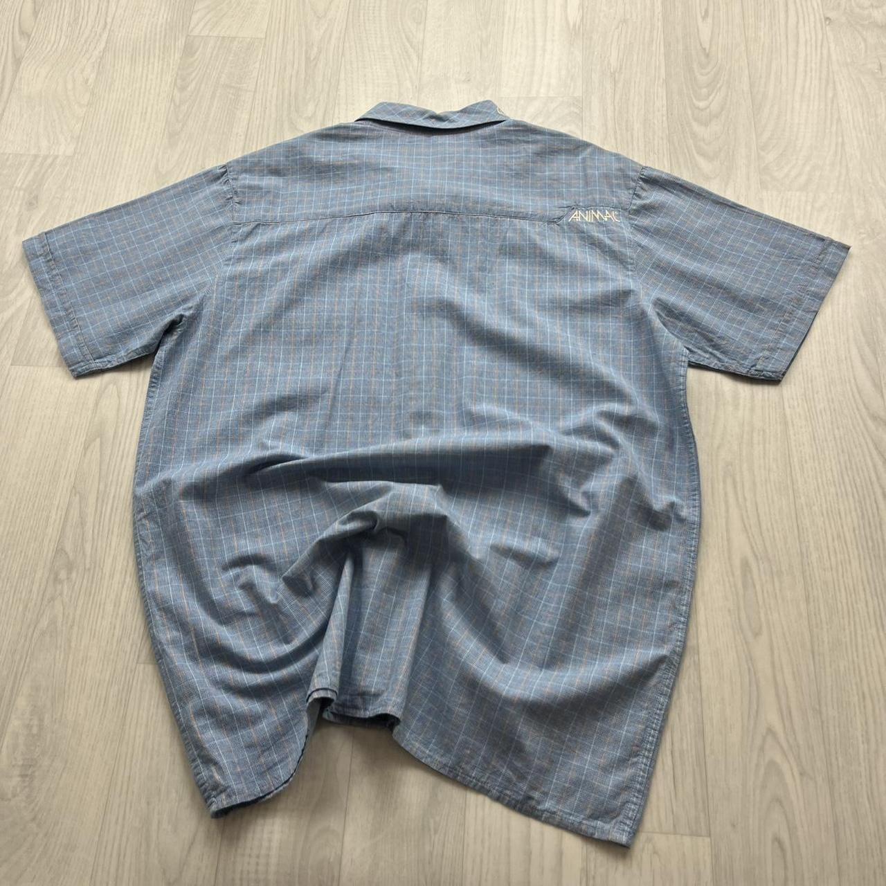 VINTAGE Y2K ANIMAL CHECKERED SHORT SLEEVE SHIRT BLUE