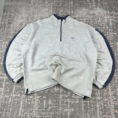 VINTAGE Y2K NIKE QUARTER ZIP SWEATSHIRT GREY