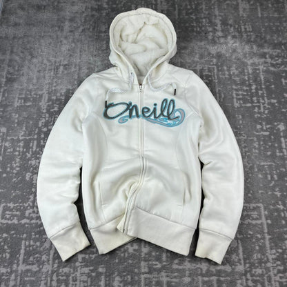 VINTAGE Y2K O’NEILL FLEECE LINED ZIP HOODIE WHITE