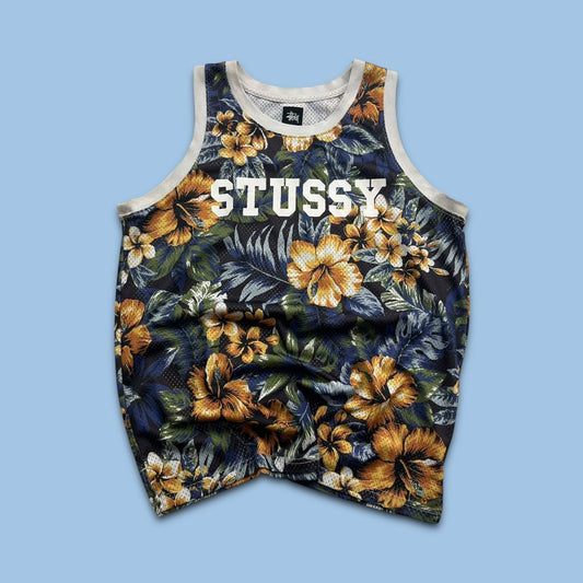 STUSSY FLORAL TANK TOP HAWAII BASKETBALL MESH JERSEY