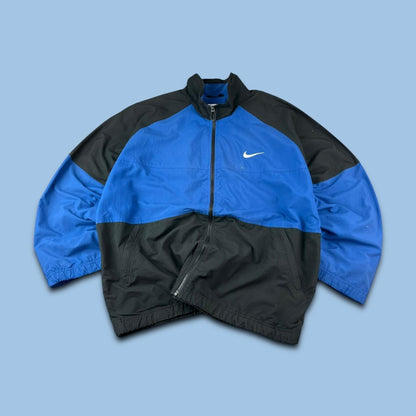 VINTAGE 90s NIKE SPORTY WINDBREAKER TRACKSUIT JACKET BLUE / BLACK