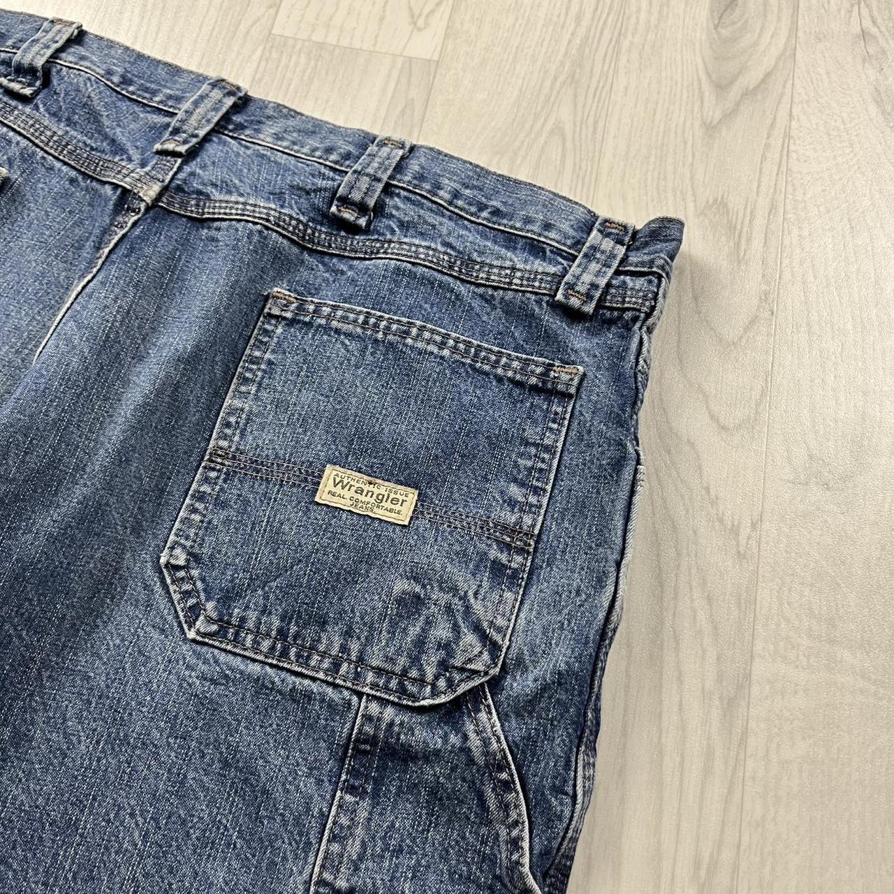 VINTAGE 00s WRANGLER BAGGY LOOSE CARPENTER JORTS BLUE