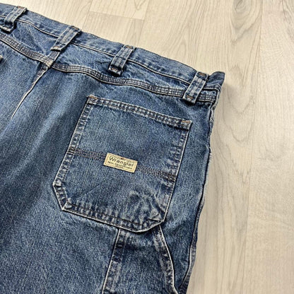 VINTAGE 00s WRANGLER BAGGY LOOSE CARPENTER JORTS BLUE