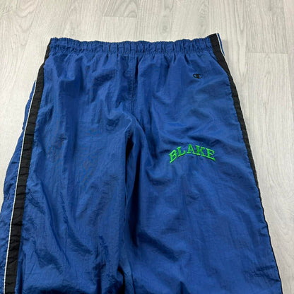 VINTAGE Y2K CHAMPION POPPER BAGGY TRACKSUIT BOTTOMS BLUE