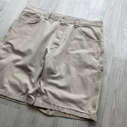 VINTAGE 00s WRANGLER BAGGY LOOSE CARPENTER JORTS CREAM