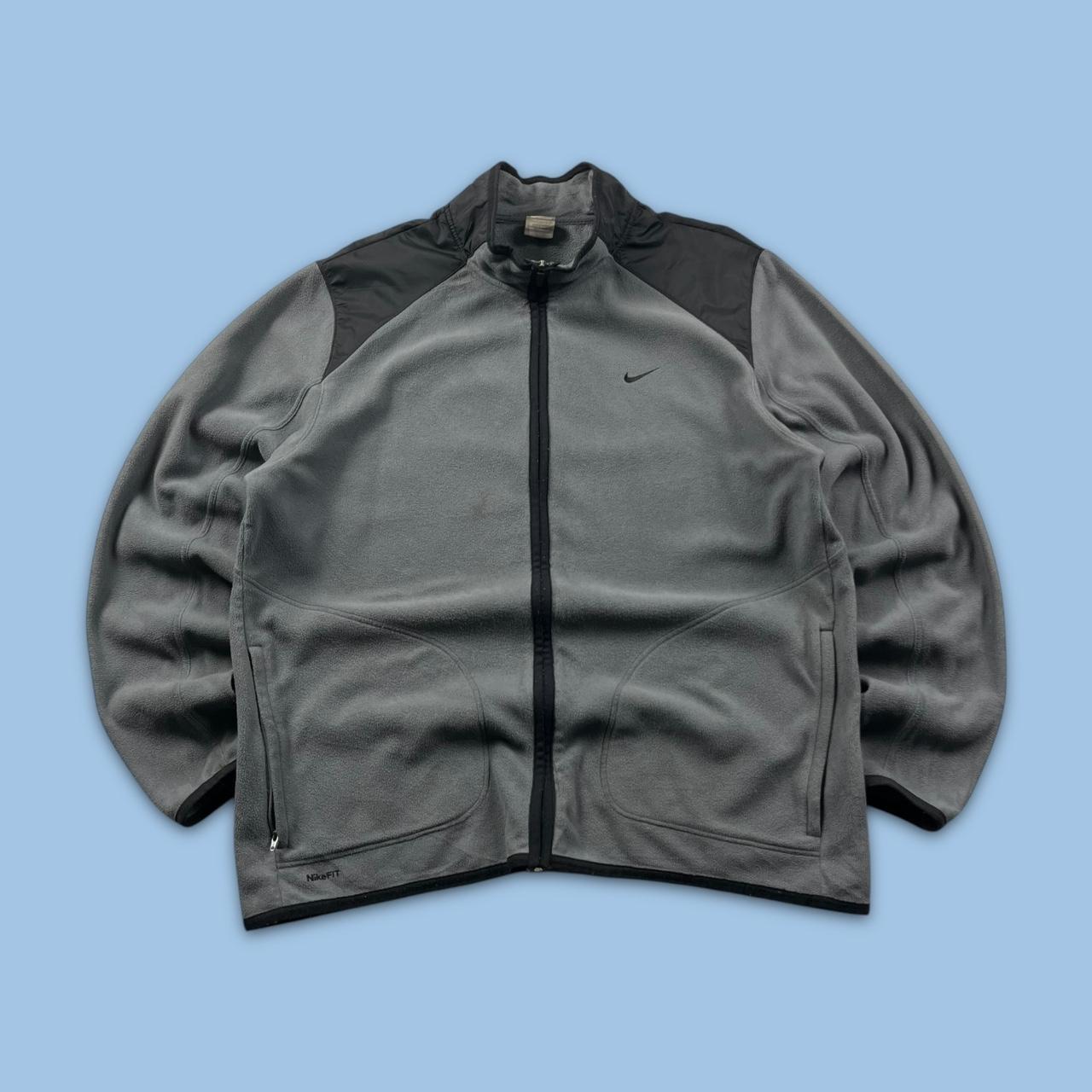 VINTAGE Y2K NIKE ZIP UP FLEECE GREY BLACK