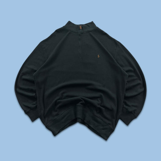 VINTAGE Y2K POLO RALPH LAUREN QUARTER ZIP KNITTED JUMPER BLACK