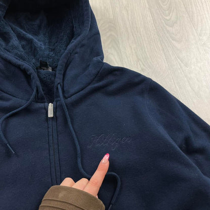 VINTAGE Y2K TOMMY HILFIGER ZIP HEAVY HOODIE NAVY