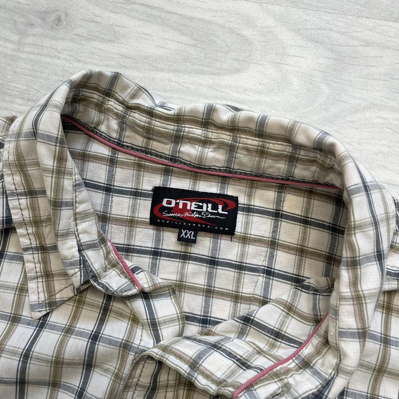 VINTAGE Y2K ONEILL CHECKERED SHORT SLEEVE SHIRT WHITE (XXL)