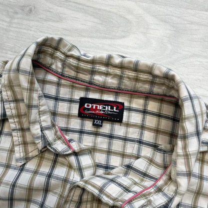 VINTAGE Y2K ONEILL CHECKERED SHORT SLEEVE SHIRT WHITE (XXL)