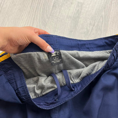 VINTAGE Y2K STARTER BAGGY TRACKSUIT BOTTOMS NAVY YELLOW