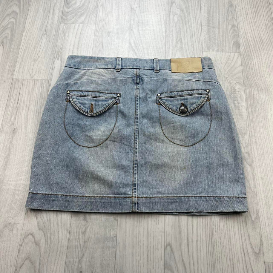 VINTAGE Y2K URBAN DENIM MINI SKIRT BLUE