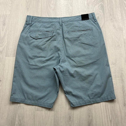 VINTAGE Y2K QUIKSILVER GINGHAM BAGGY BOARD SHORTS BLUE