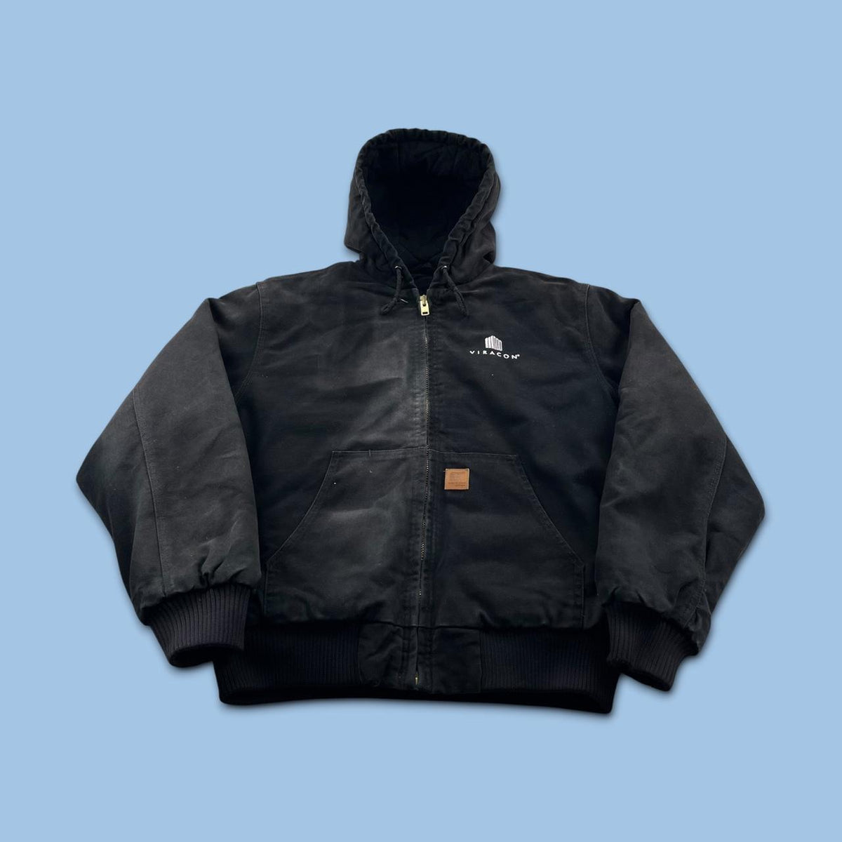 VINTAGE Y2K PADDED HOODED WORKWEAR BOMBER JACKET BLACK