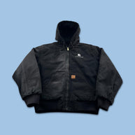 VINTAGE Y2K PADDED HOODED WORKWEAR BOMBER JACKET BLACK