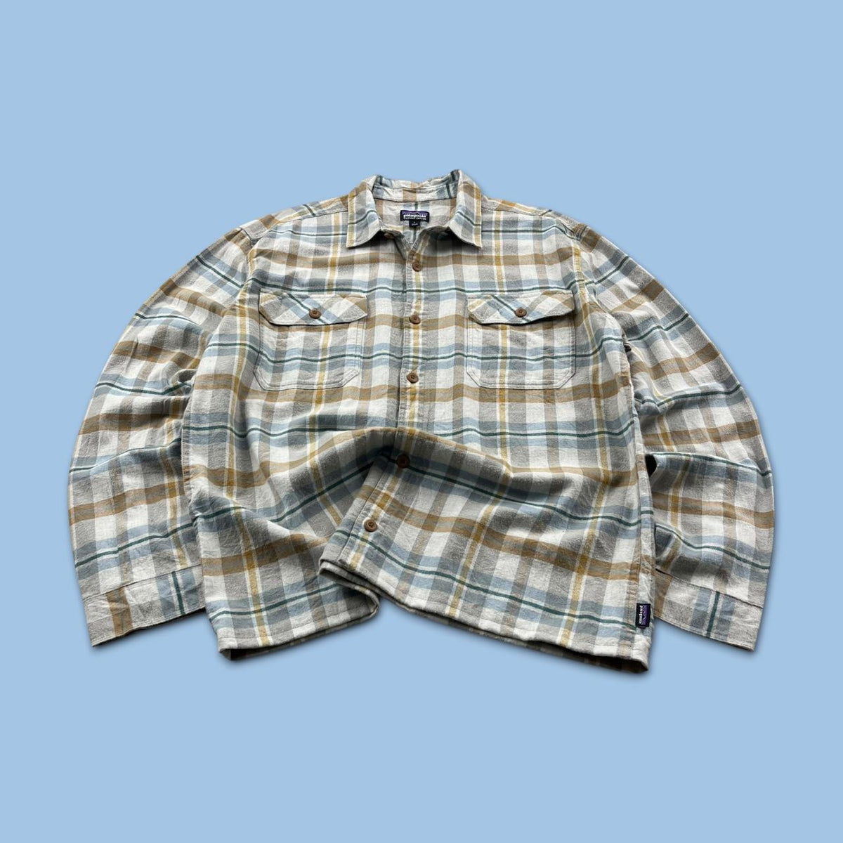 VINTAGE 00s PATAGONIA CHECKERED CROPPED LONG SLEEVE BUTTON UP SHIRT