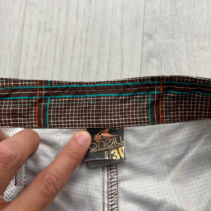 VINTAGE Y2K O’NEILL BAGGY CHECKERED BOARD SHORTS BROWN