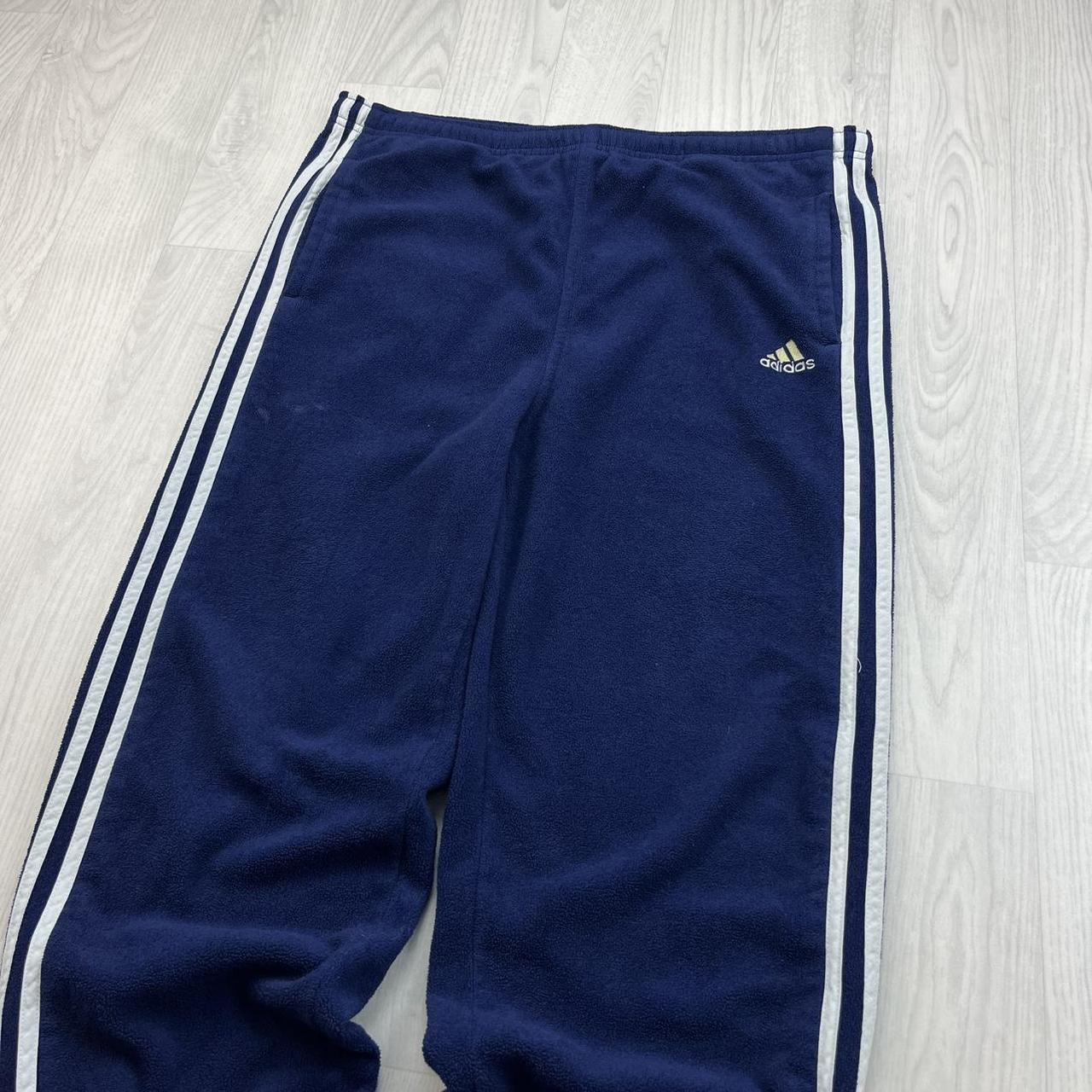 VINTAGE 90s ADIDAS FLEECE BAGGY SWEATPANTS NAVY
