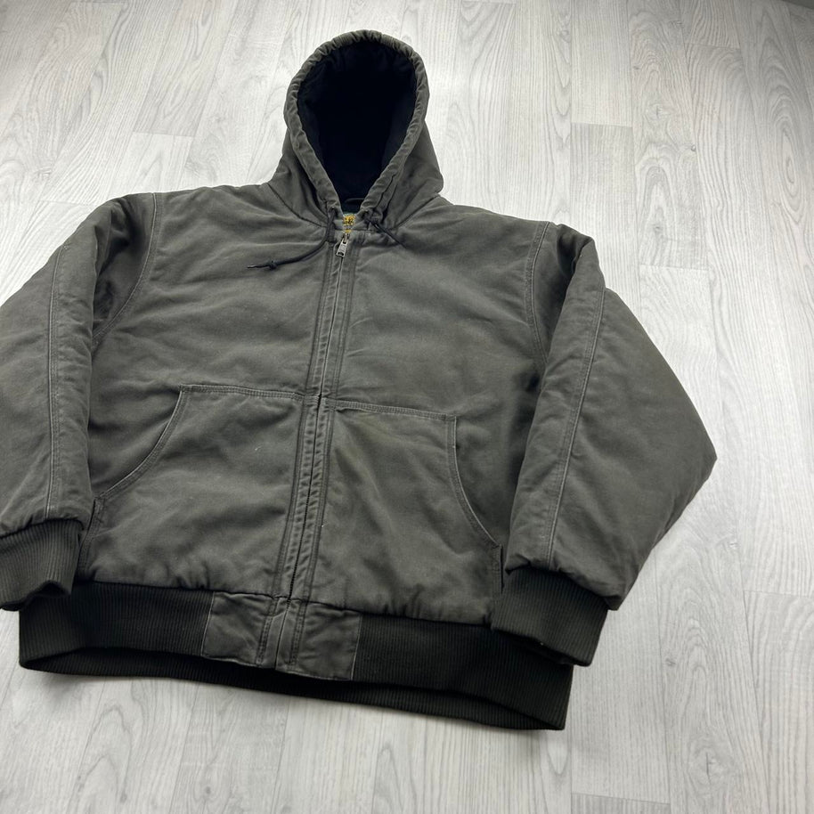 VINTAGE Y2K CABELAS HOODED WORKWEAR BOMBER JACKET KHAKI