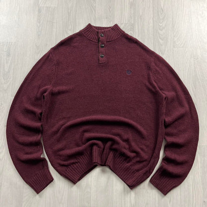 VINTAGE Y2K CHAPS CHUNKY KNITTED JUMPER BURGUNDY