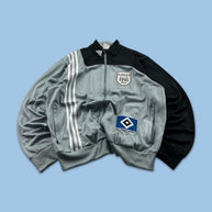 VINTAGE Y2K ADIDAS HAMBURG ZIP UP TRACK JACKET GREY / BLACK