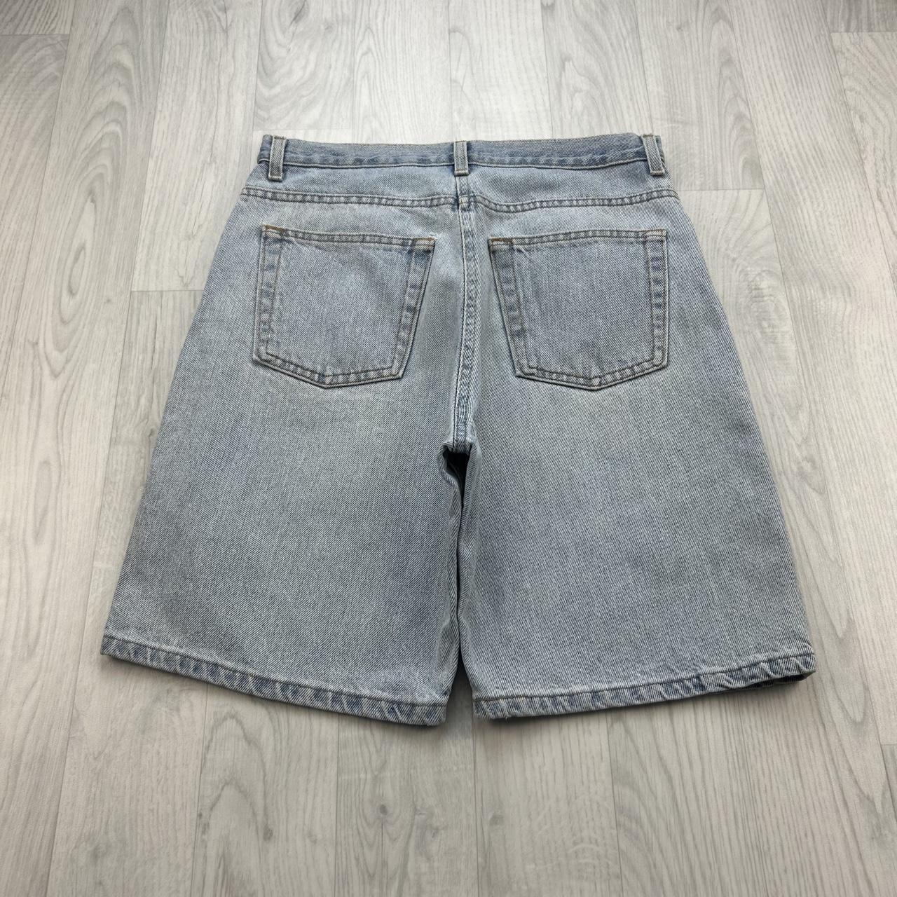 VINTAGE Y2K BAGGY DENIM JORTS LIGHT BLUE