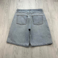 VINTAGE Y2K BAGGY DENIM JORTS LIGHT BLUE