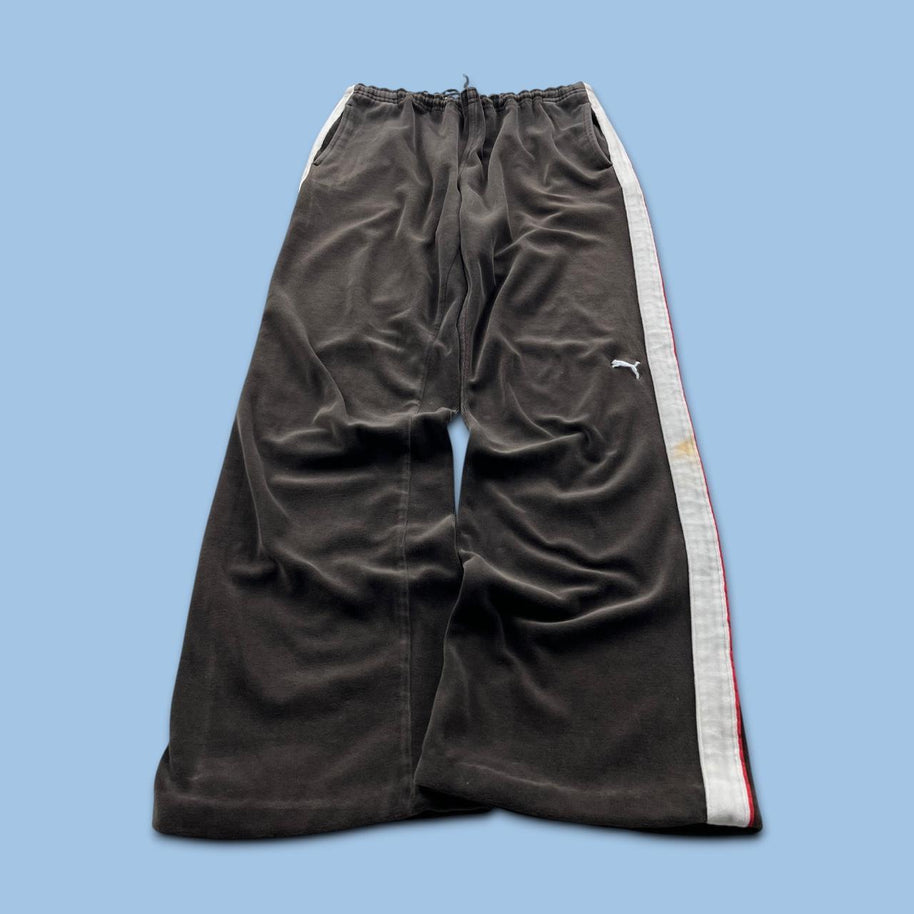 VINTAGE Y2K PUMA LOW RISE VELOUR TRACKSUIT BOTTOMS BROWN