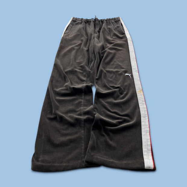 VINTAGE Y2K PUMA LOW RISE VELOUR TRACKSUIT BOTTOMS BROWN