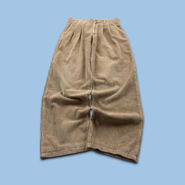 VINTAGE 00s CHUNKY CORDUROY BAGGY TROUSERS BEIGE