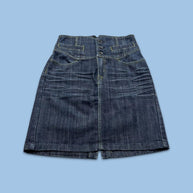 VINTAGE Y2K DENIM BUCKLE MIDI SKIRT NAVY