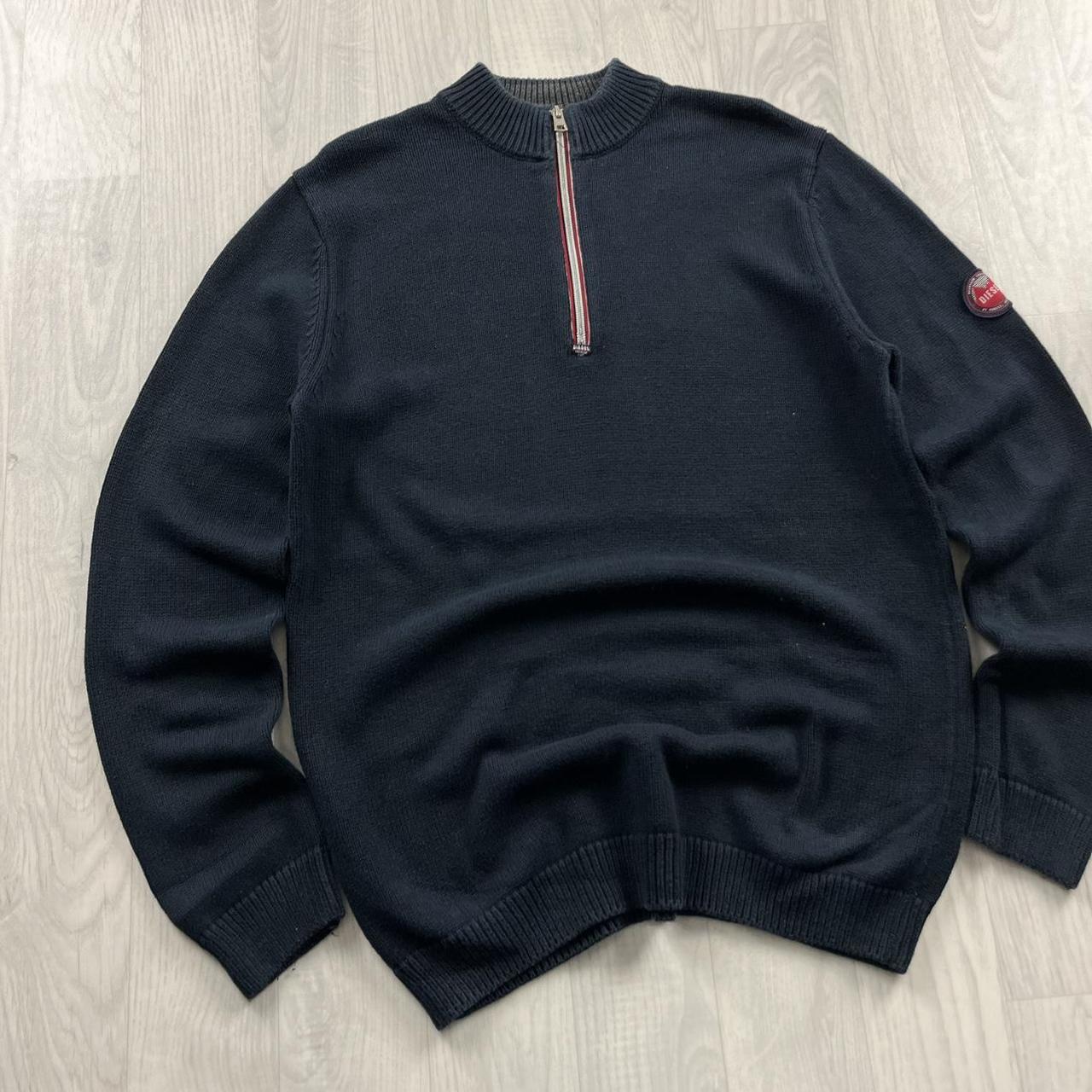 DIESEL CHUNKY RIBBED QUARTER ZIP KNITTED JUMPER NAVY
