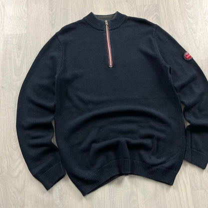 DIESEL CHUNKY RIBBED QUARTER ZIP KNITTED JUMPER NAVY