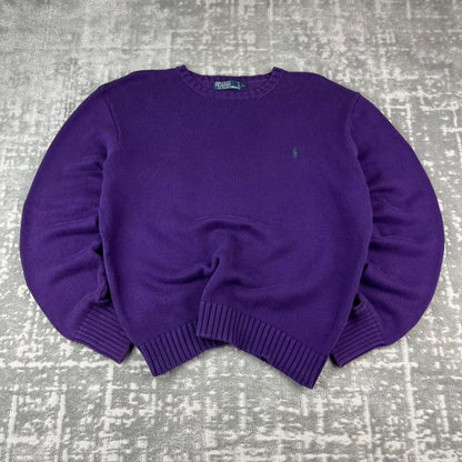 VINTAGE Y2K RALPH LAUREN CHUNKY ESSENTIAL KNITTED JUMPER PURPLE