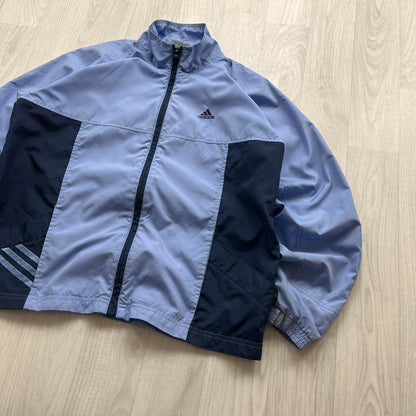 VINTAGE 90s ADIDAS PANELLED WINDBREAKER TRACK JACKET BLUE
