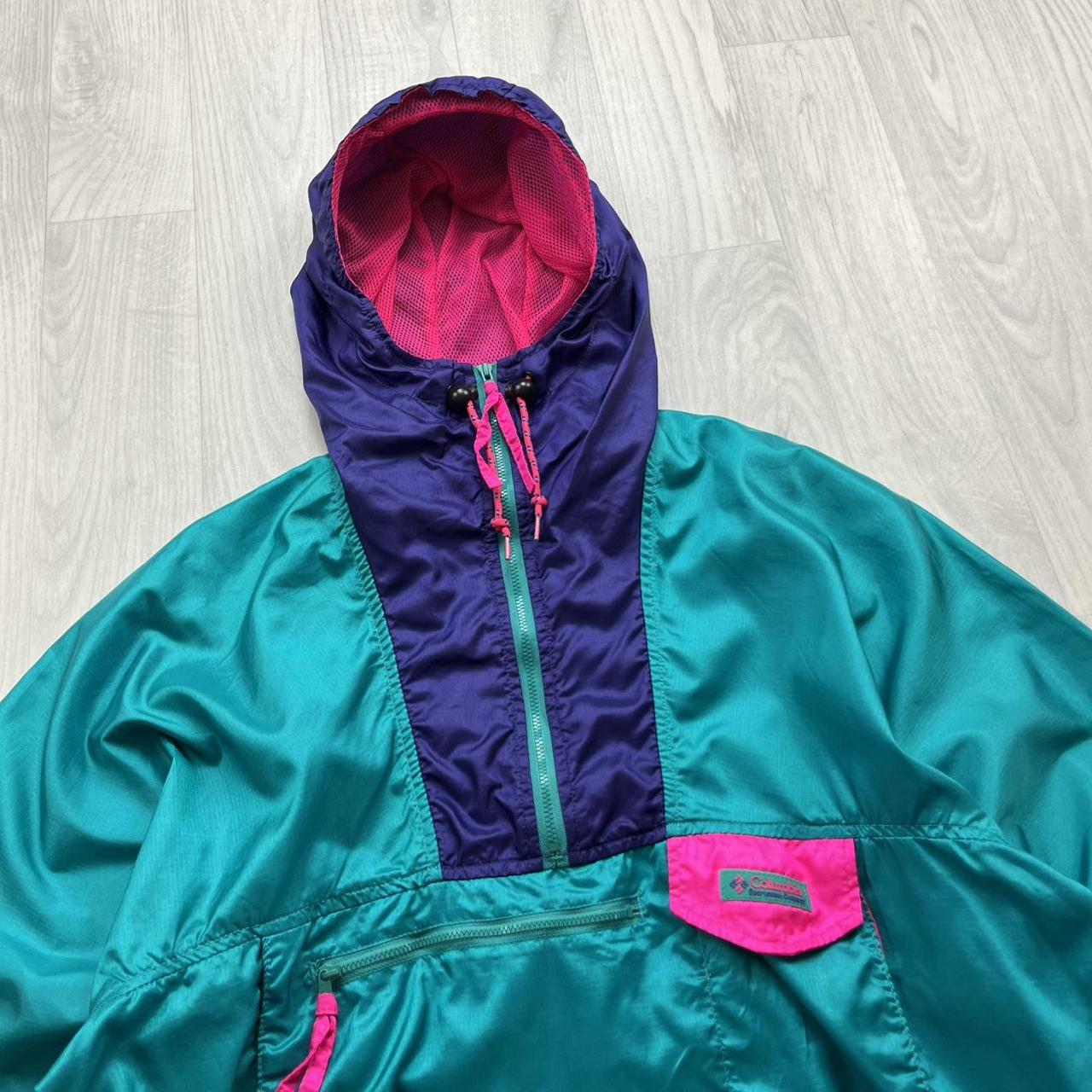 VINTAGE Y2K COLUMBIA QUARTER ZIP HOODED WINDBREAKER TRACK JACKET