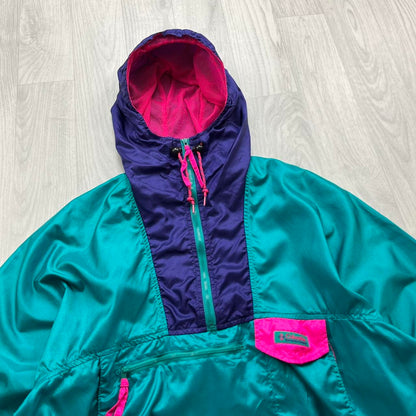 VINTAGE Y2K COLUMBIA QUARTER ZIP HOODED WINDBREAKER TRACK JACKET