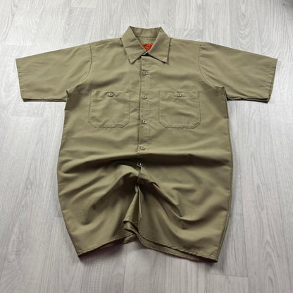 VINTAGE Y2K UTILITY SHORT SLEEVE SHIRT KHAKI