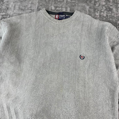 VINTAGE Y2K CHAPS RIBBED CHUNKY ESSENTIAL KNITTED JUMPER GREY