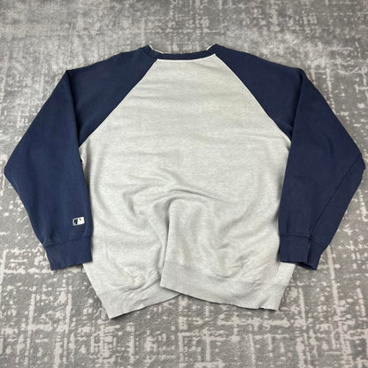 VINTAGE Y2K YANKEES MLB SPELL OUT SWEATSHIRT GREY / NAVY