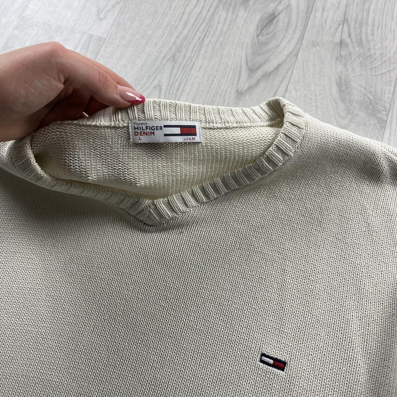 VINTAGE Y2K TOMMY HILFIGER CHUNKY KNITTED JUMPER CREAM