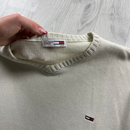 VINTAGE Y2K TOMMY HILFIGER CHUNKY KNITTED JUMPER CREAM