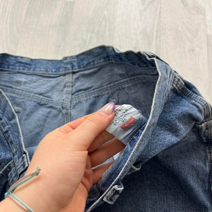 VINTAGE 00s WRANGLER BAGGY LOOSE CARPENTER JORTS BLUE