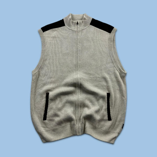 VINTAGE Y2K CHAPS CHUNKY KNITTED ZIP SWEATER VEST
