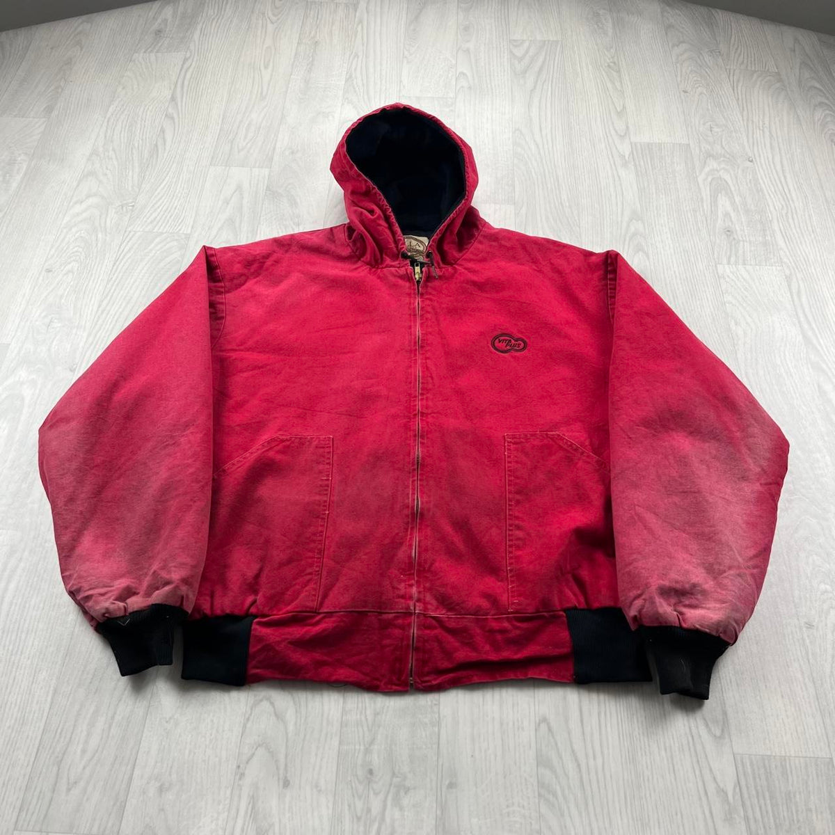 VINTAGE Y2K PELLA HOODED WORKWEAR BOMBER JACKET RED