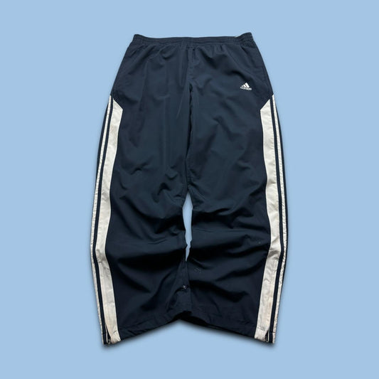 VINTAGE Y2K ADIDAS WIDE LEG TRACKSUIT BOTTOMS NAVY