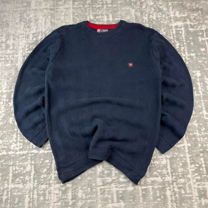 VINTAGE Y2K CHAPS RIBBED CHUNKY ESSENTIAL KNITTED JUMPER NAVY