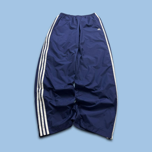 VINTAGE Y2K ADIDAS WIDE LEG SIDE STRIPE TRACKSUIT BOTTOMS NAVY