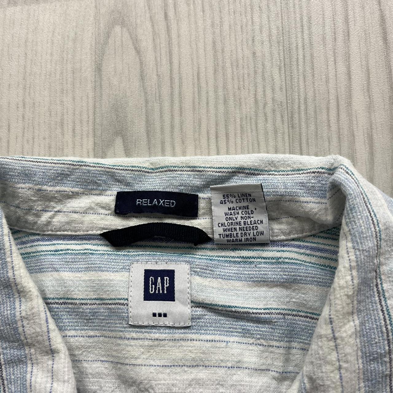 VINTAGE Y2K GAP STRIPED SHORT SLEEVE SHIRT WHITE / BLUE